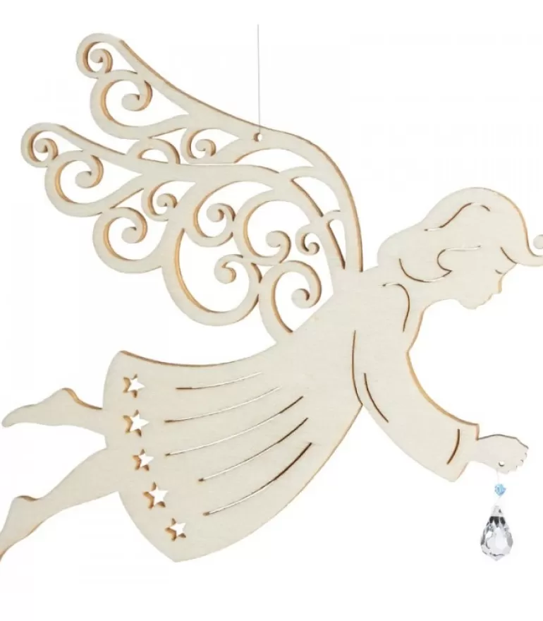 Best Sale Ange De Noël A Suspendre En Feuille D'Erable Avec Cristal Swarovski, 19 Cm Anges De Noël Pour Sapin