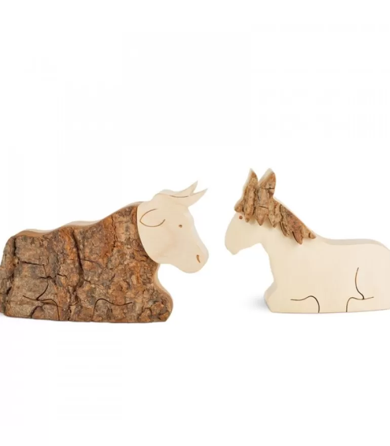 Discount Animaux En Bois Pour Crèche De Noël, L'Ane Et Boeuf, 6 Cm Crèche De Noël Artisanale