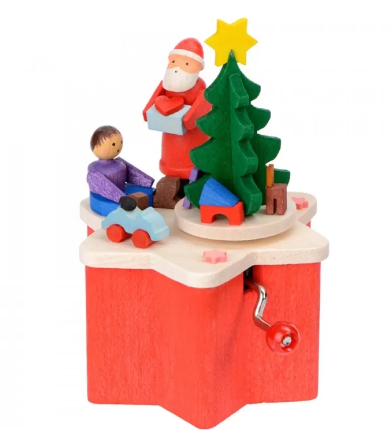 Cheap Boite A Musique A Manivelle Rouge, Père Noël Et Enfant Boite A Musique Noël