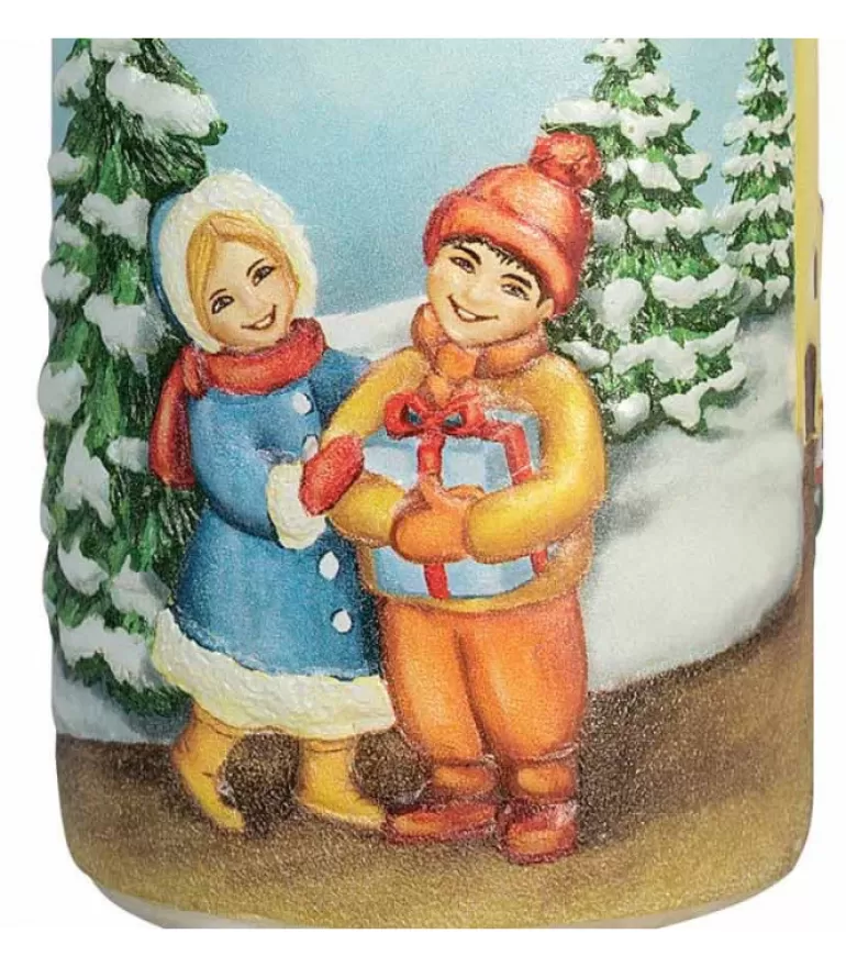 Flash Sale Bougie Décorative De Noël, Motif Vintage Enfant Et Village Bougies Décoratives