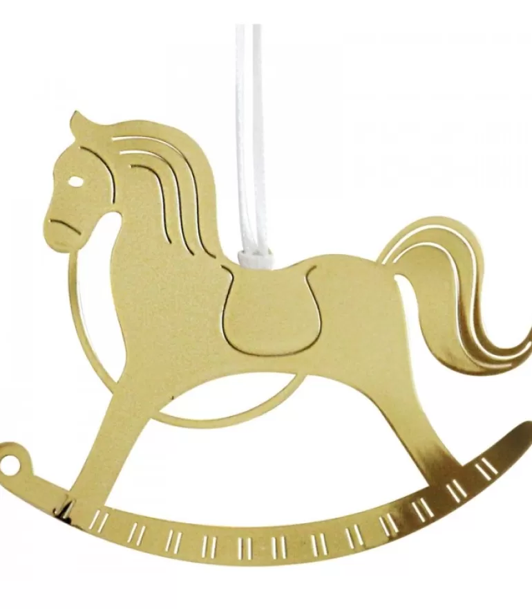 New Cheval A Bascule Design En Metal Dore A Suspendre Déco De Noël Scandinave