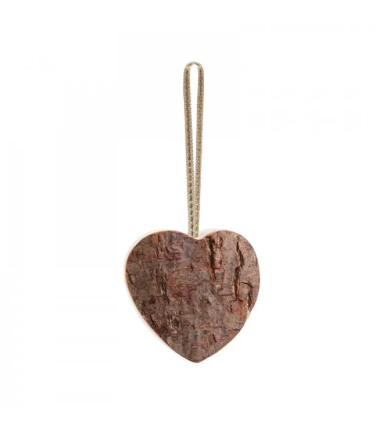Online Déco De Noël, Coeur En Bois A Suspendre A Ruban Dore, 6 Cm Décorations En Bois Pour Sapin De Noël