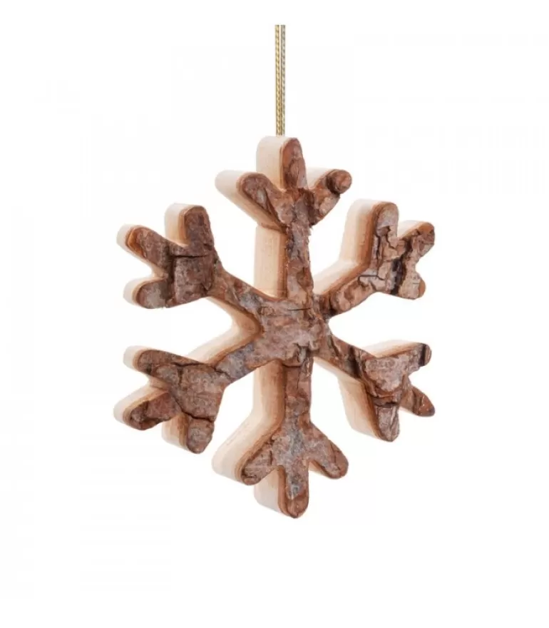 Online Déco De Noël, Flocon De Neige En Bois A Suspendre, 7 Cm Décorations En Bois Pour Sapin De Noël
