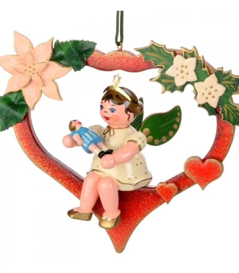 Flash Sale Décoration Sapin De Noël, Ange Dans Un Coeur Rouge Déco Sapin De Noël Vintage