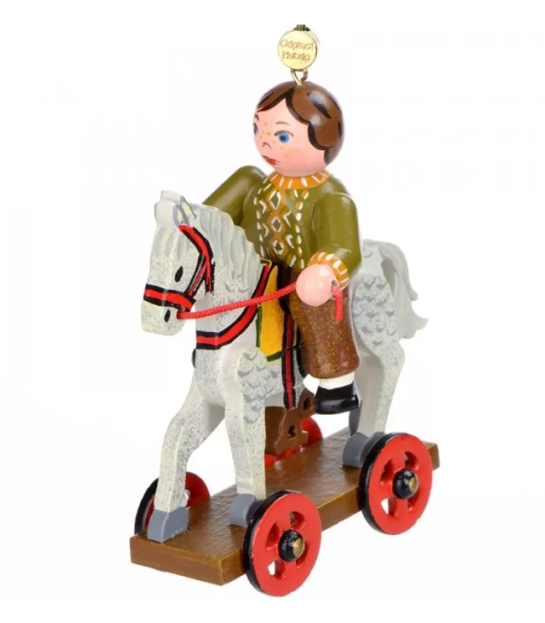 Best Sale Décoration Sapin De Noël Vintage, Enfant Sur Un Cheval De Bois, Déco Sapin De Noël Vintage