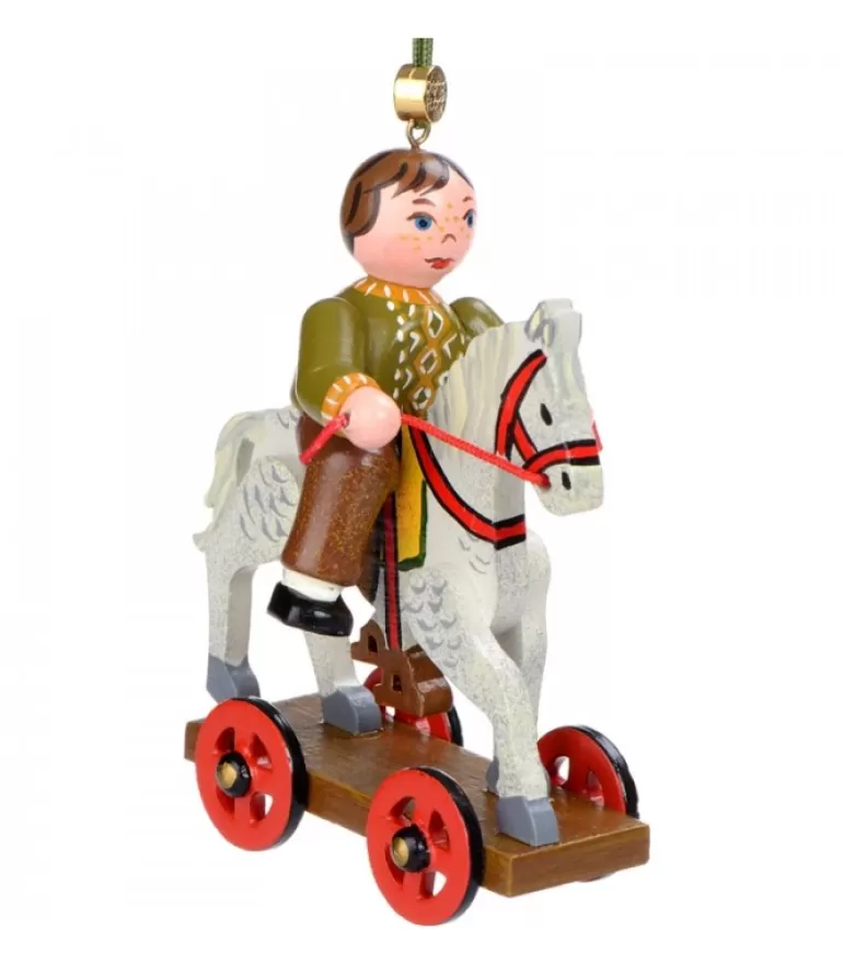 Best Sale Décoration Sapin De Noël Vintage, Enfant Sur Un Cheval De Bois, Déco Sapin De Noël Vintage