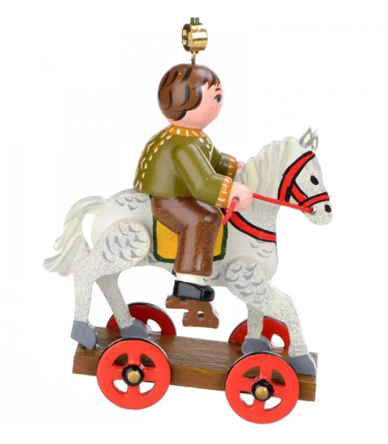 Best Sale Décoration Sapin De Noël Vintage, Enfant Sur Un Cheval De Bois, Déco Sapin De Noël Vintage