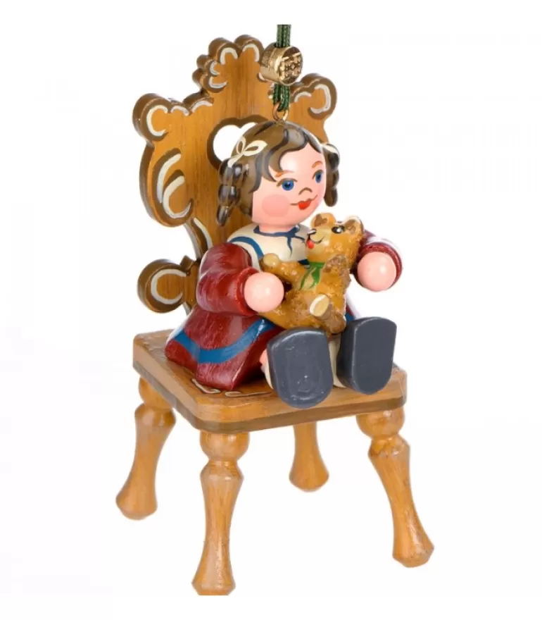 Store Décoration Sapin De Noël Vintage, Figurine Fillette Et Ourson Déco Sapin De Noël Vintage