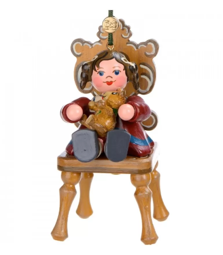 Store Décoration Sapin De Noël Vintage, Figurine Fillette Et Ourson Déco Sapin De Noël Vintage