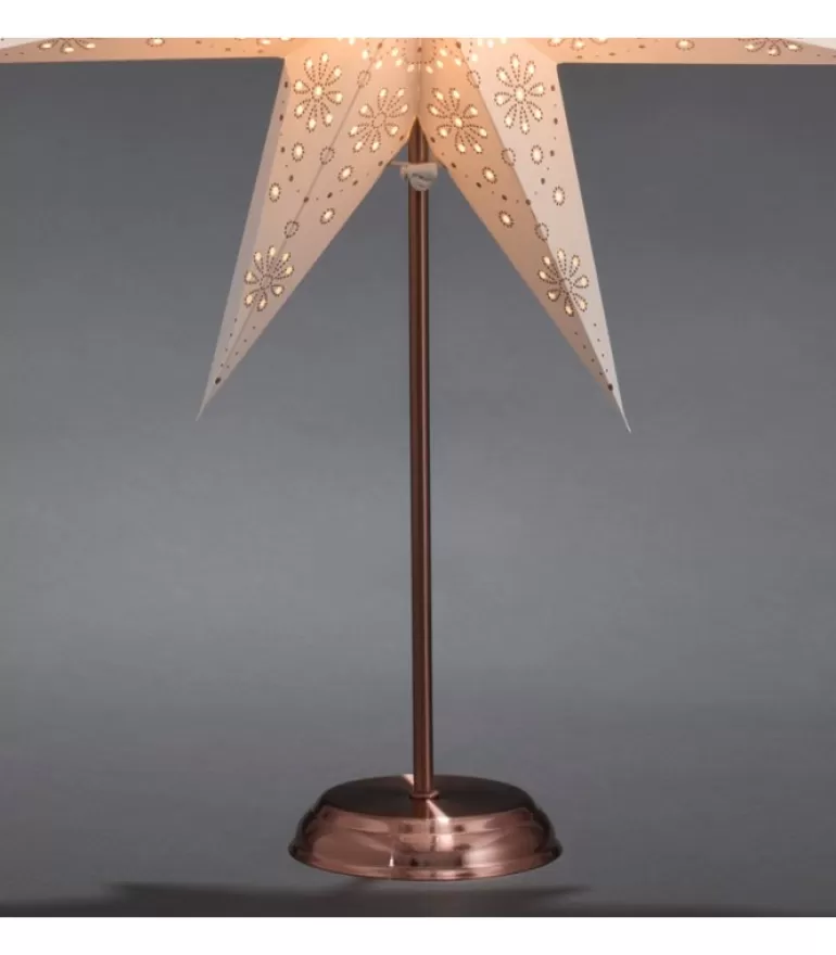 Sale Etoile Lumineuse Electrique 7 Branches En Papier, Blanche, Sur Pied Cuivre 48 Cm Etoile Lumineuse