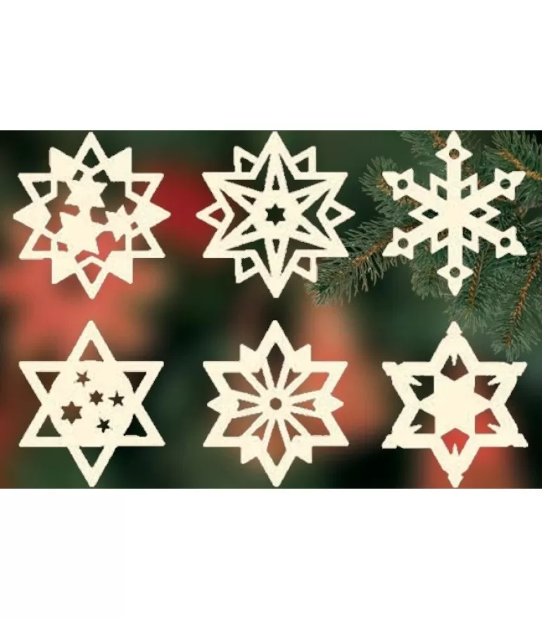 Hot Etoiles En Bois. Déco Sapin De Noël, 6 Motifs Differents - N° 7 Décorations En Bois Pour Sapin De Noël
