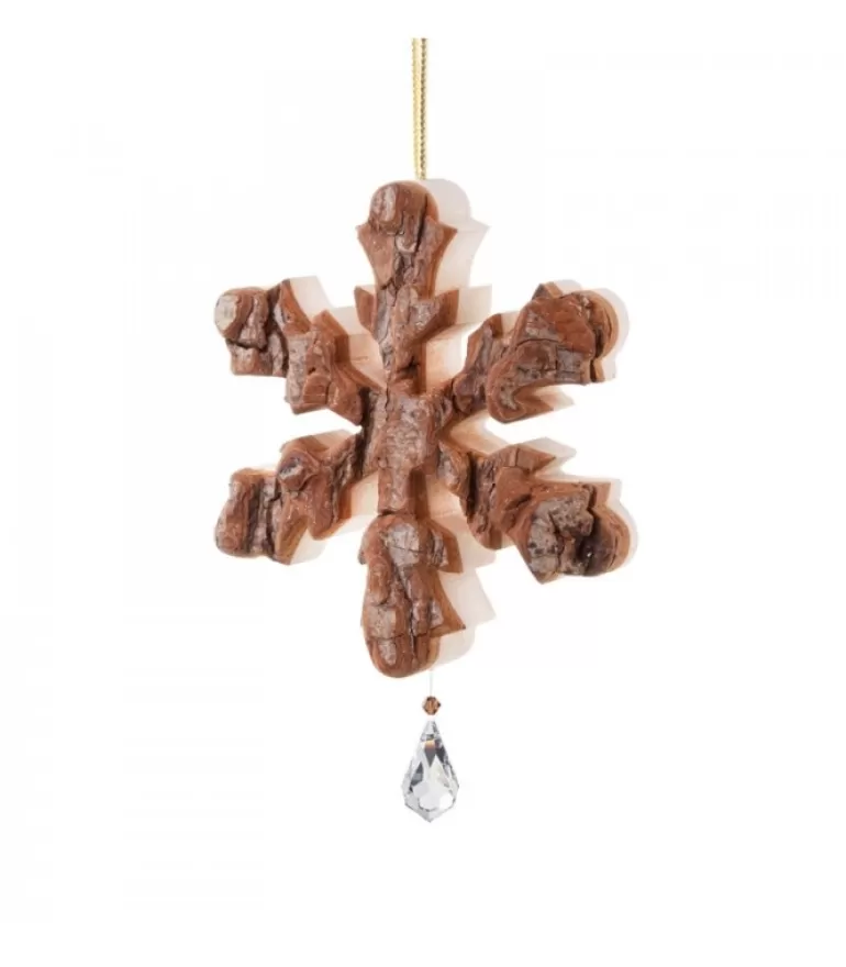 New Flocon De Neige En Bois A Suspendre Avec Cristal Swarovski Décorations En Bois Pour Sapin De Noël