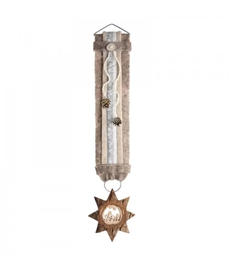 Cheap Grand Décoration Murale Montagne Blanc 75 Cm Avec Etoile, Crèche Objet Déco Bois