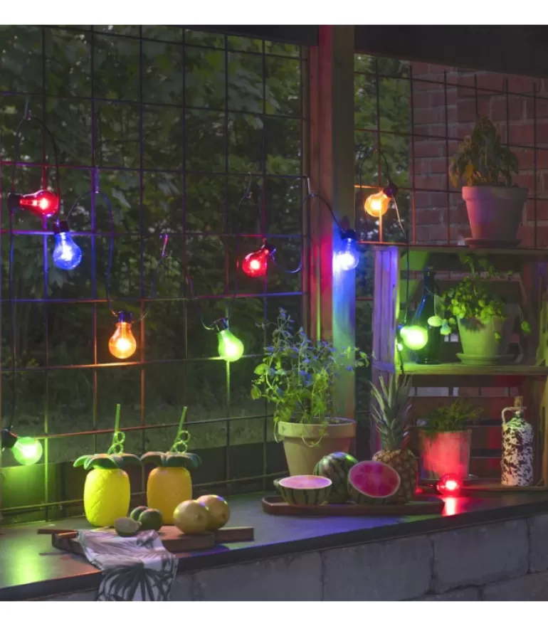 Shop Guirlande Lumineuse De Terrasse 10 M Extensible, 10 Ampoules Multicolores Guirlande Lumineuse Extérieur