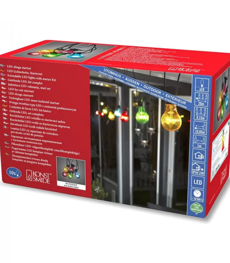 Shop Guirlande Lumineuse De Terrasse 10 M Extensible, 10 Ampoules Multicolores Guirlande Lumineuse Extérieur
