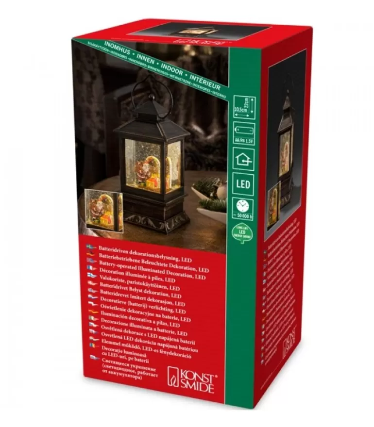 Hot Lanterne De Noël À Neige A Led Avec Père Noël Et Enfants, 22 Cm Lanternes De Noël À Neige