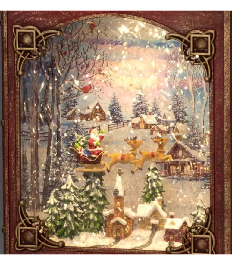 Store Livre De Noël Lanterne À Neige, Père Noël Dans Un Traineau Lanternes De Noël À Neige