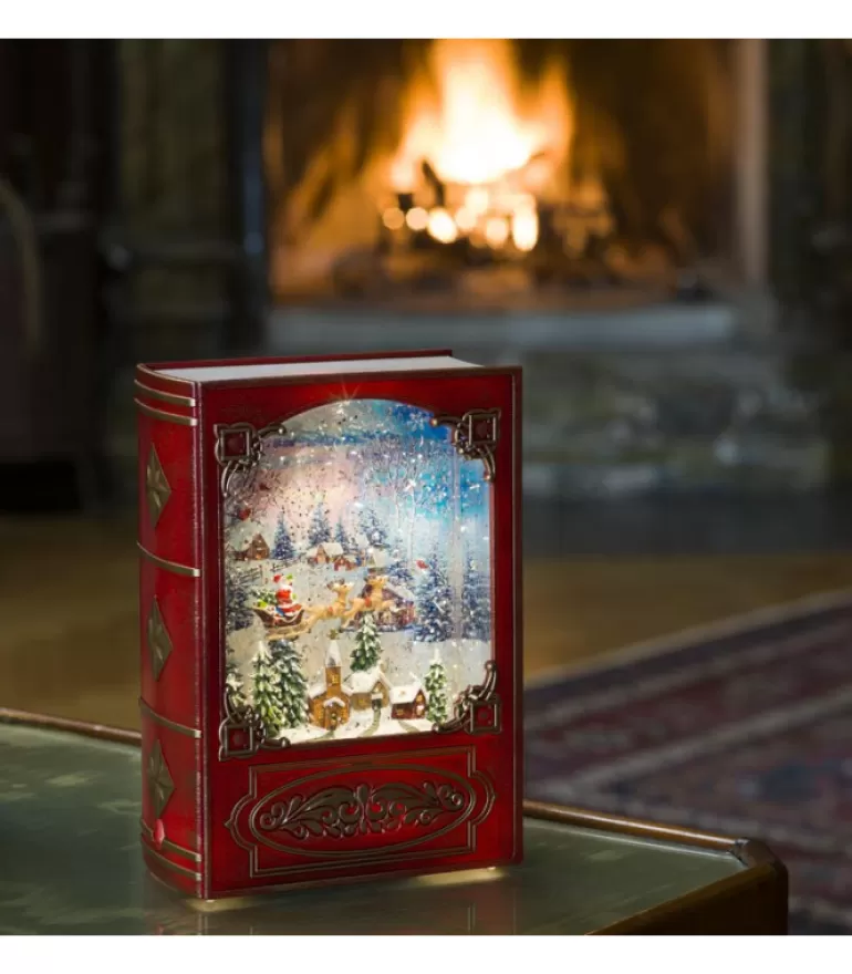 Store Livre De Noël Lanterne À Neige, Père Noël Dans Un Traineau Lanternes De Noël À Neige