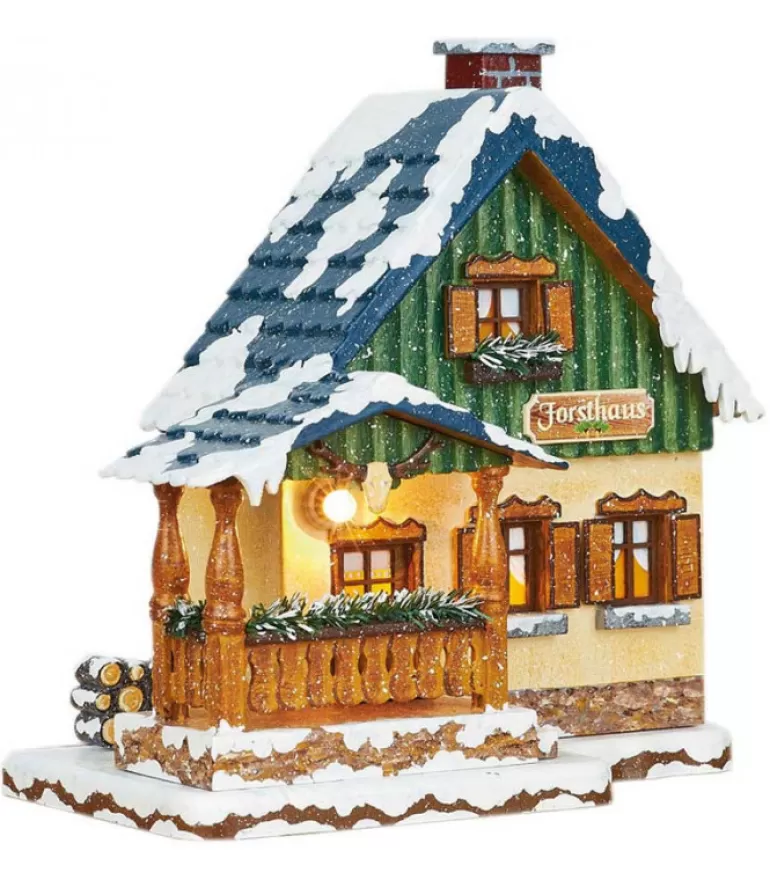 New Maison Eclairee Pour Figurine De Noël Miniature Winterkinder, La Maison Forestiere Village De Noël Miniature