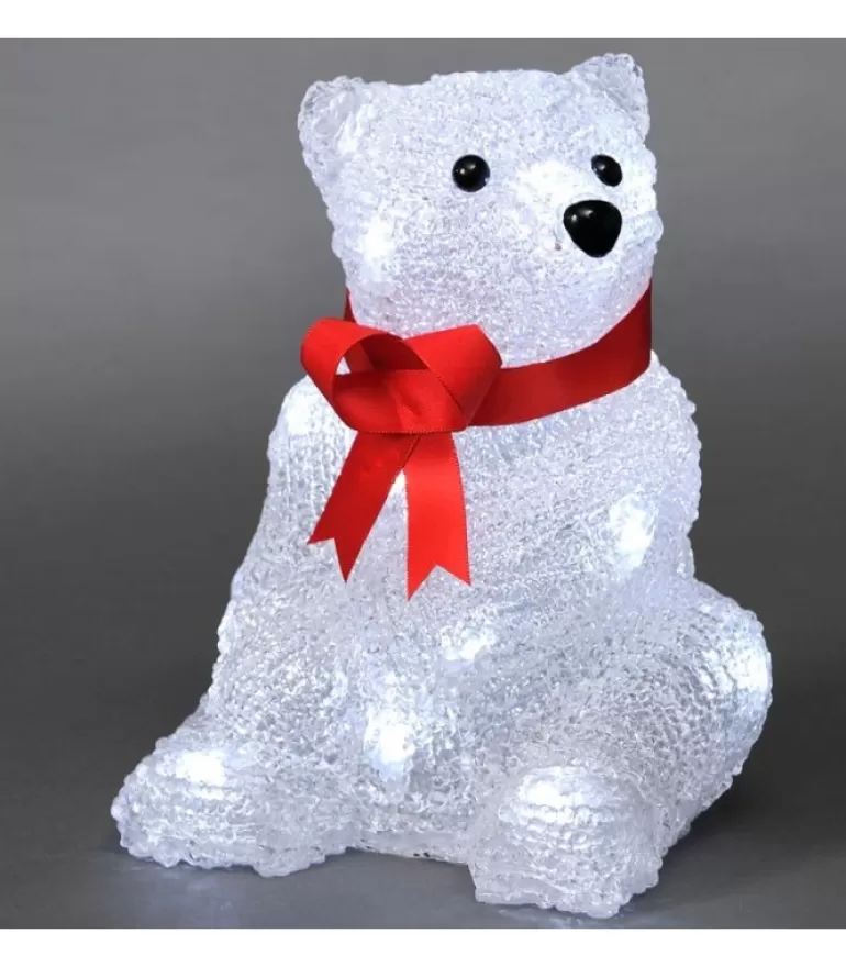Flash Sale Ours Lumineux A Led En Acrylique Avec Ruban Rouge, 18 Cm Oiseaux Lumineux Et Animaux Lumineux