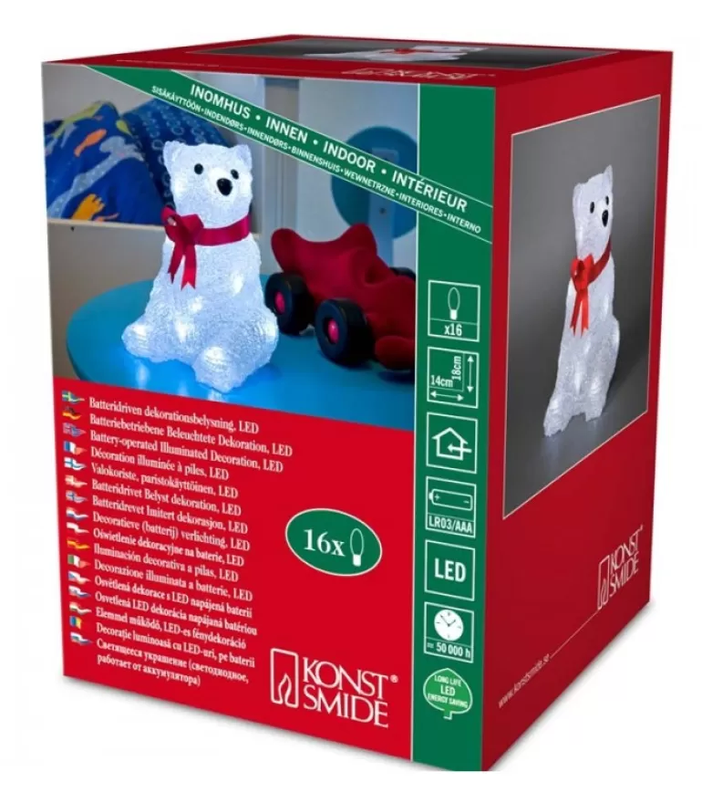 Flash Sale Ours Lumineux A Led En Acrylique Avec Ruban Rouge, 18 Cm Oiseaux Lumineux Et Animaux Lumineux