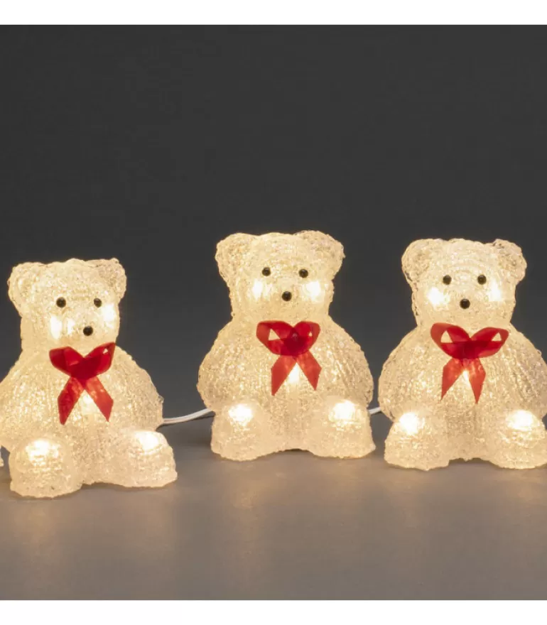 Best Sale Oursons Lumineux A Led En Acrylique Avec Ruban Rouge, 12 Cm Oiseaux Lumineux Et Animaux Lumineux