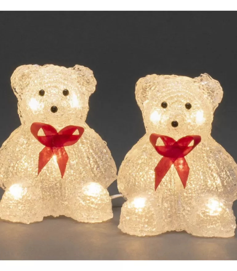 Best Sale Oursons Lumineux A Led En Acrylique Avec Ruban Rouge, 12 Cm Oiseaux Lumineux Et Animaux Lumineux