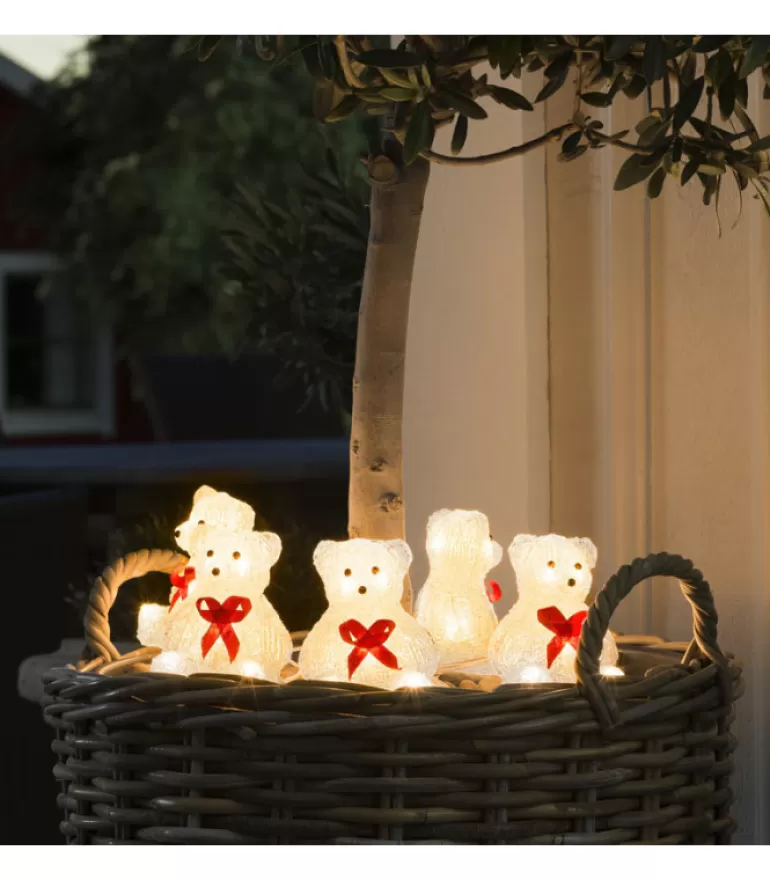 Best Sale Oursons Lumineux A Led En Acrylique Avec Ruban Rouge, 12 Cm Oiseaux Lumineux Et Animaux Lumineux