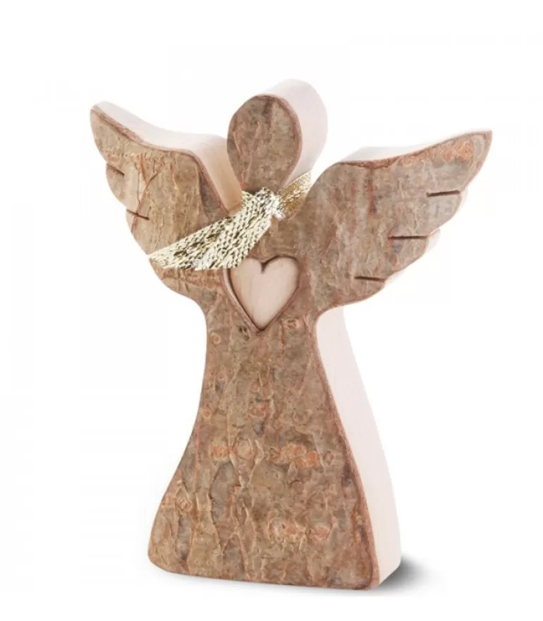 Clearance Petit Ange De Noël En Bois, Avec Coeur Et Echarpe, 6,5 Cm Anges De Noël En Bois