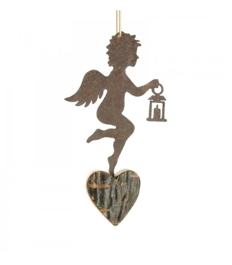 Fashion Petit Ange En Metal A Suspendre Et Lanterne Dans La Main Anges De Noël Pour Sapin