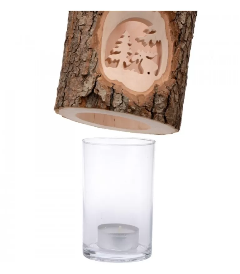 Clearance Photophore En Bois Cisele, Elan Dans La Foret Photophore Bois