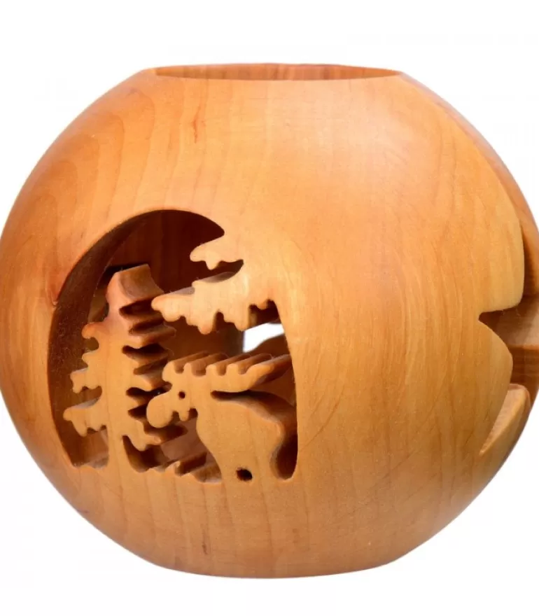 Cheap Photophore En Bois Forme Spherique, Motif, Motif Elan Photophore Bois