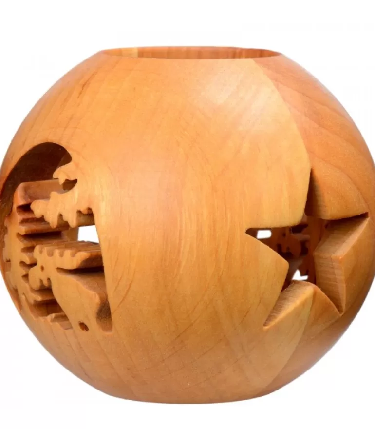 Cheap Photophore En Bois Forme Spherique, Motif, Motif Elan Photophore Bois