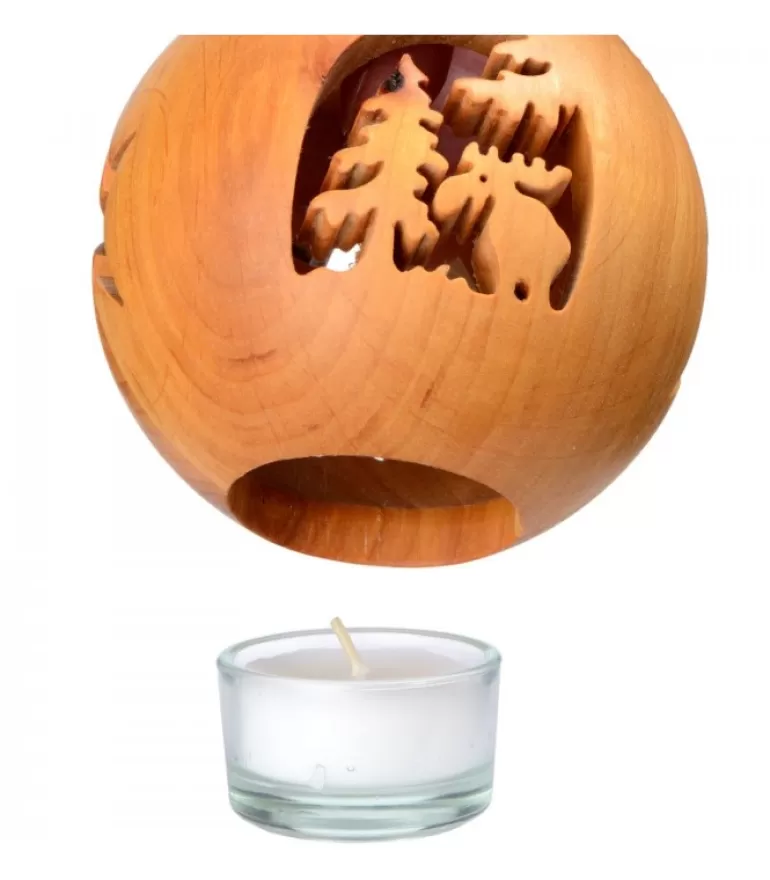 Cheap Photophore En Bois Forme Spherique, Motif, Motif Elan Photophore Bois