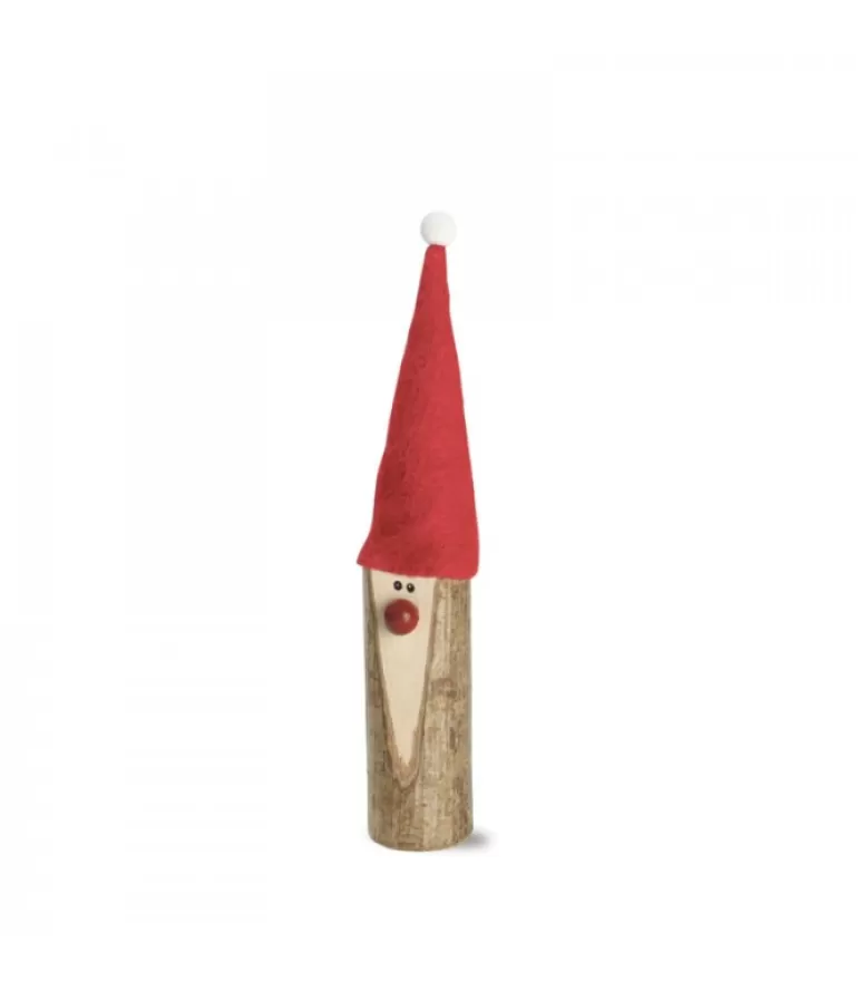 Sale Père Noël En Bois Avec Nez Rouge Et Bonnet En Feutre, 10 Cm Père Noël En Bois
