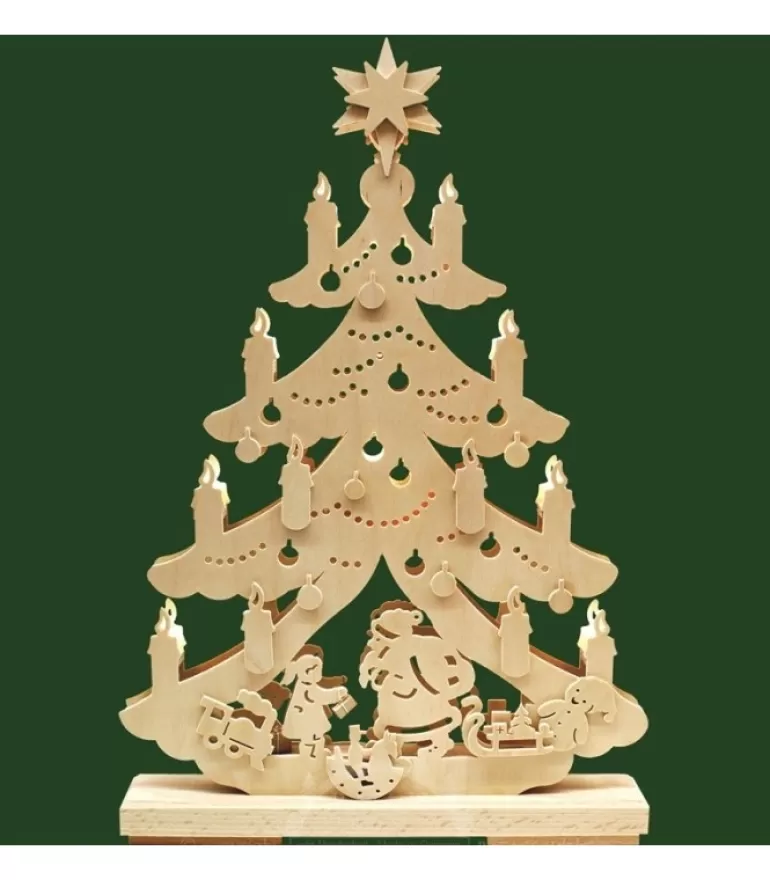 New Père Noël Et Rennes Dans Sapin De Noël Led En Bois Sapin Lumineux Led