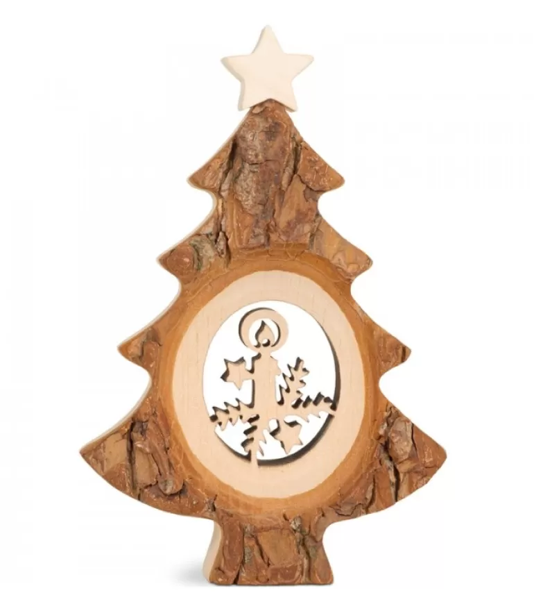 Best Sapin De Noël En Bois Avec Père Noël Et Luge Cisele, 12 Cm Sapins En Bois