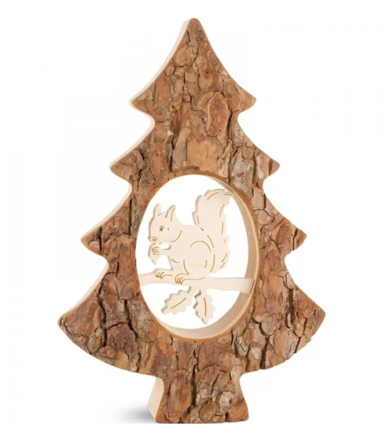 Clearance Sapin En Bois Avec Ecureuil Cisele, 18,5 Cm Sapins En Bois