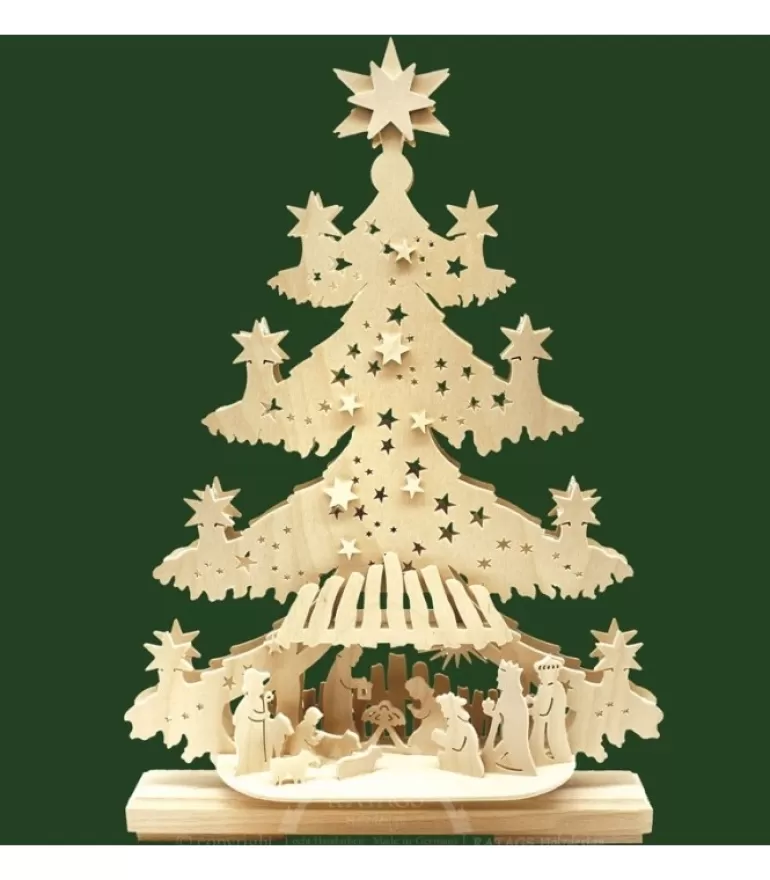Cheap Sapin Lumineux Led En Bois Avec Crèche De Noël Et Personnages Crèche De Noël Lumineuse