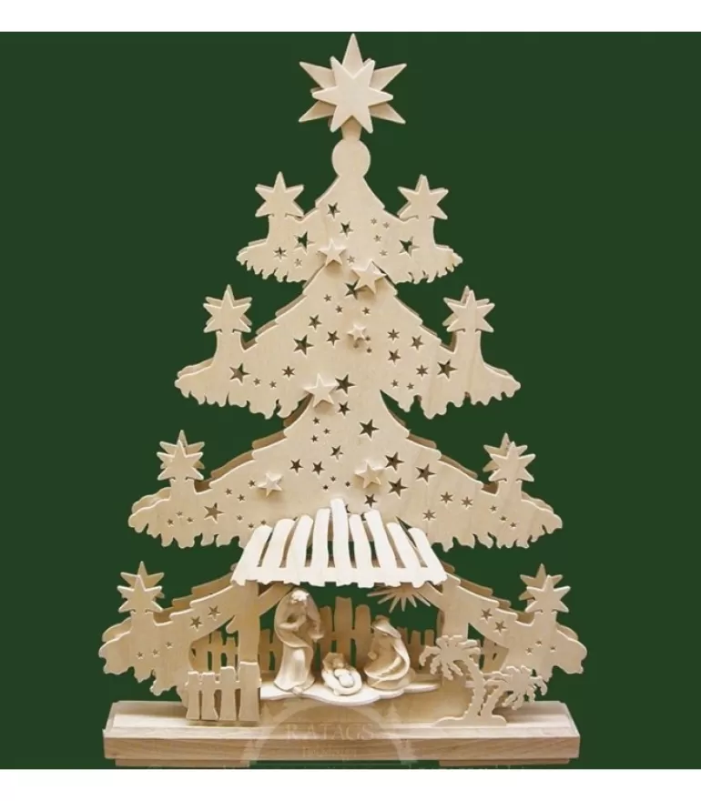 Cheap Sapin Lumineux Led En Bois Avec Crèche De Noël Et Personnages Ciceles Crèche De Noël Lumineuse