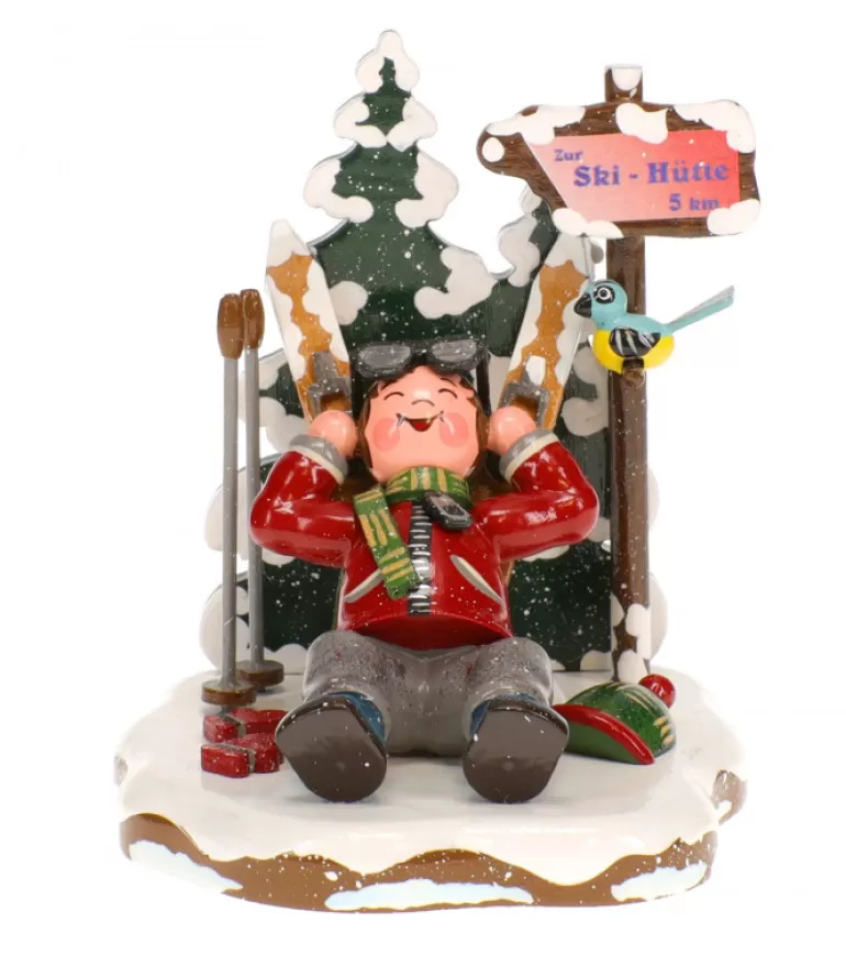 Sale Skieur Au Repos - Village De Noël Miniature Village De Noël Miniature