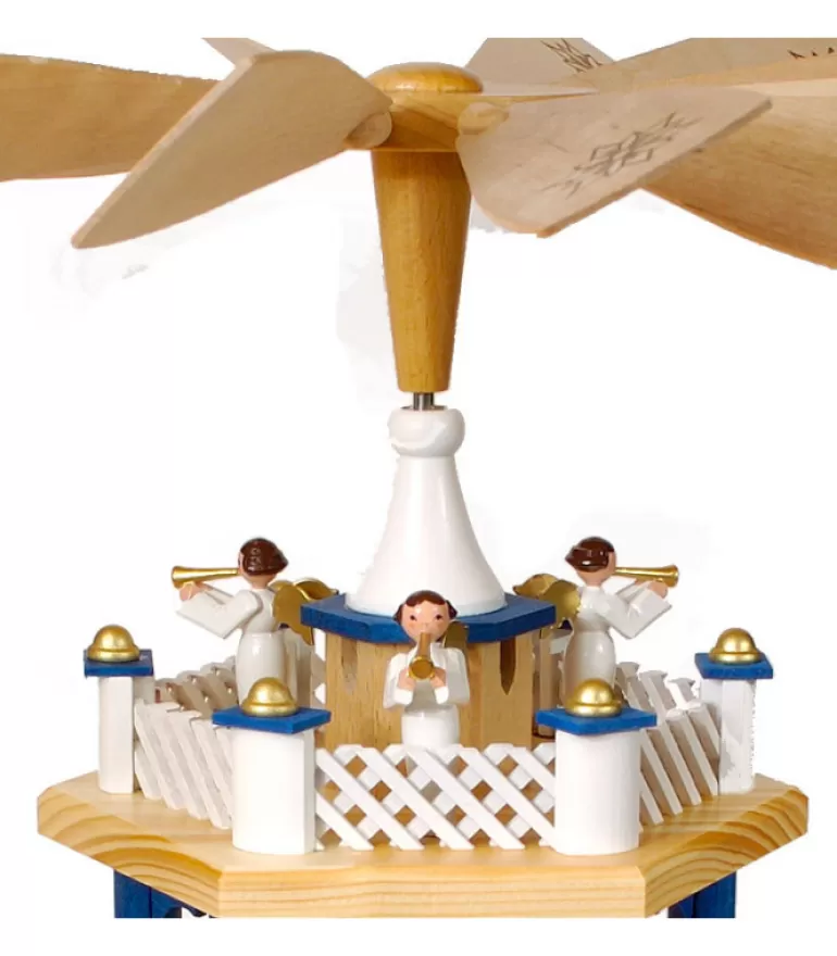 Flash Sale Weihnachtspyramid Allemande 2 Etages Blanc Bleu Pyramides De Noël Allemandes